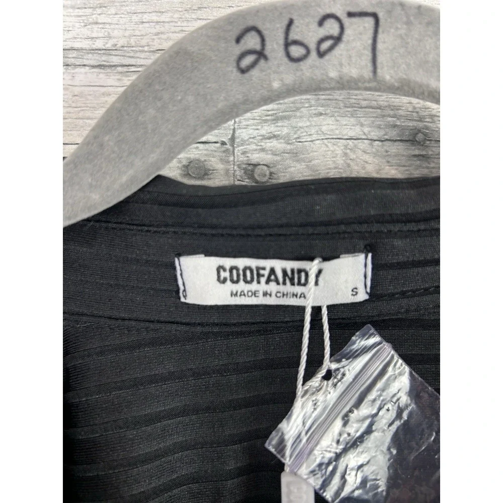 Coofandy Men's Small Black Textured Button Up Shirt